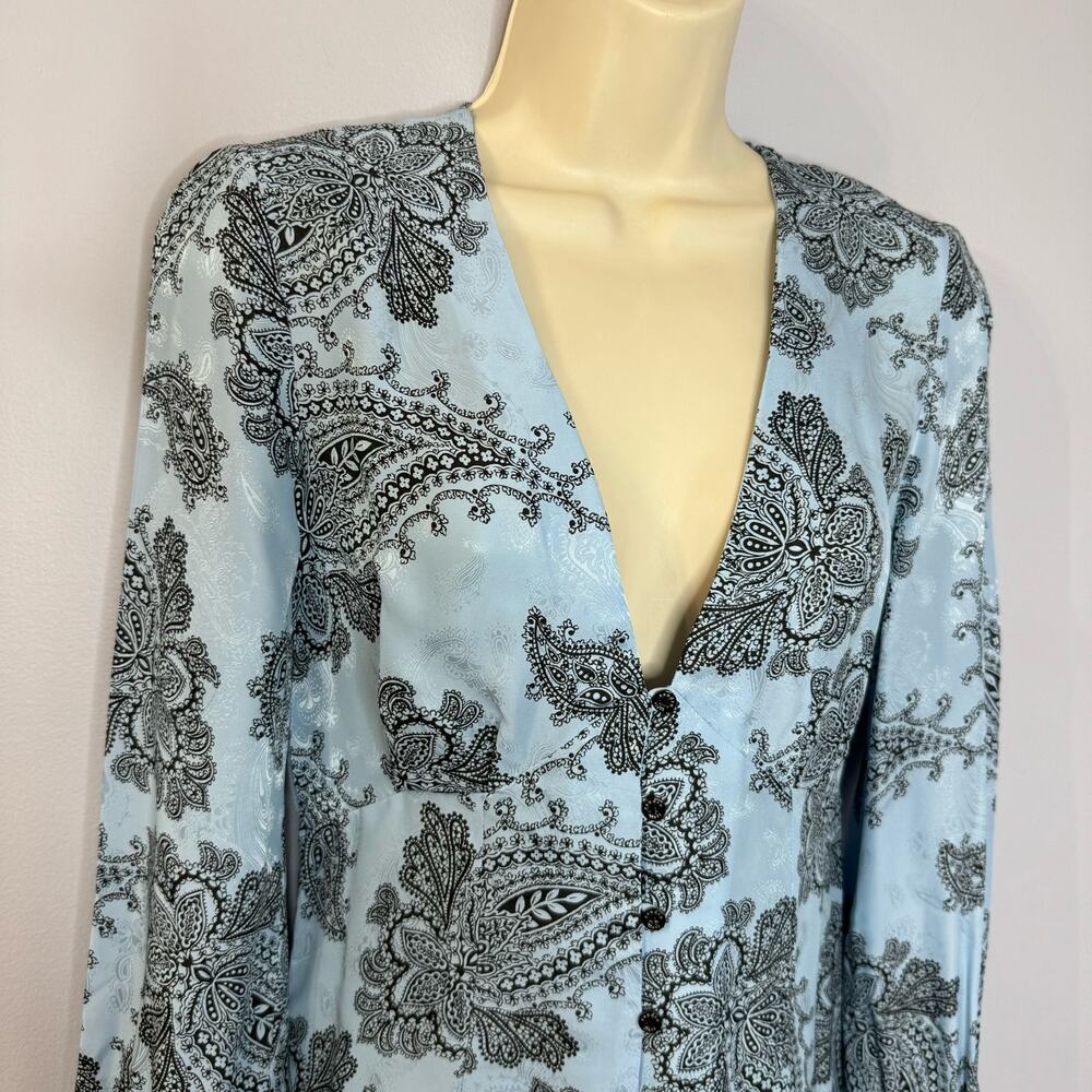 Sandro Paris Printed Silk Beane Jacquard Button Down A Line Midi Dress Classic S - Picture 6 of 16